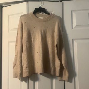 H&M light pink sweater w/ metal pearls